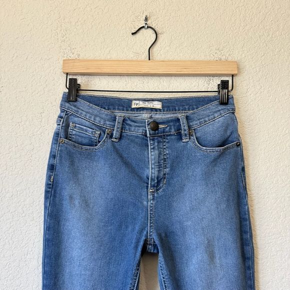 FREE PEOPLE Mid-Rise Distressed Skinny Jeans #61855-16515125 Blue - Picture 2 of 12
